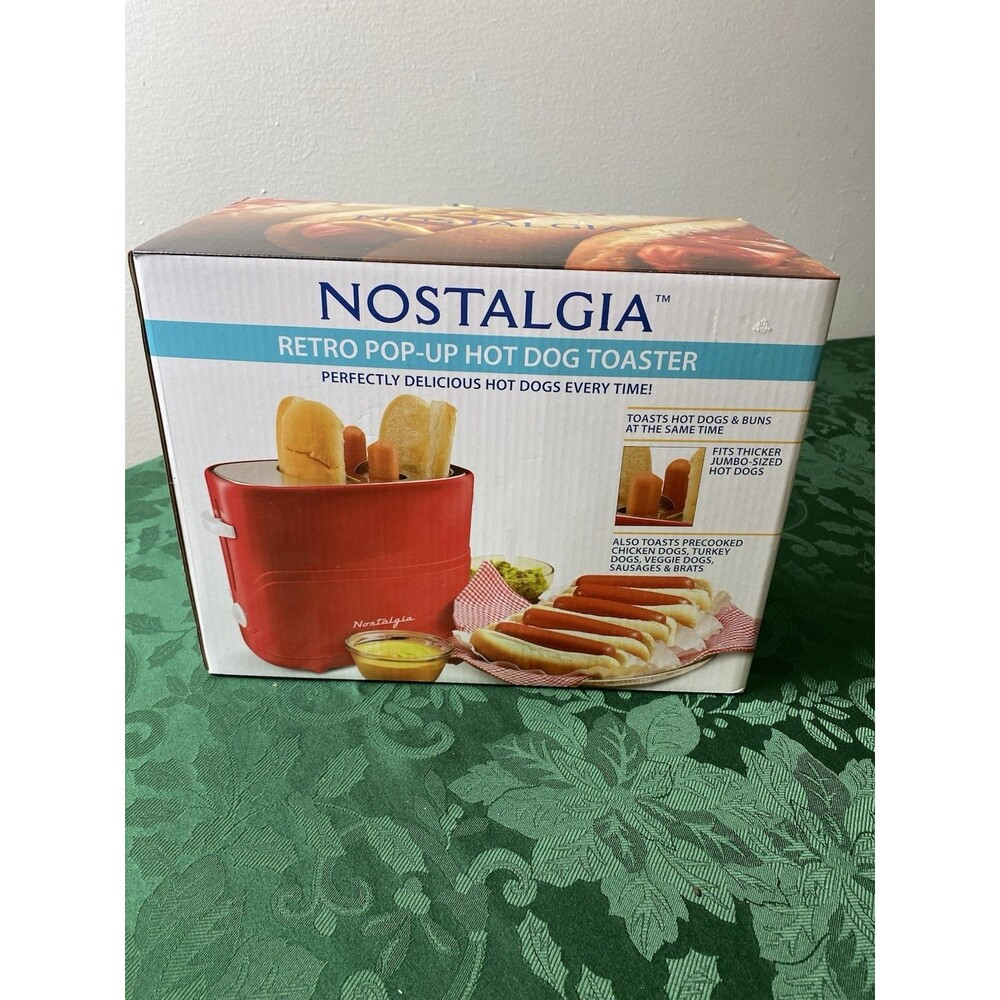 Nostalgia 2 Slot Hot Dog and Bun Toaster with Mini Tongs, Retro Toaster, Cooker